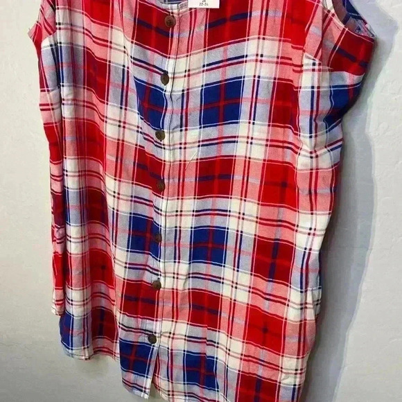 Torrid Red White Blue Button Front Plaid Tank 3 3X 22/24 NWT - Picture 5 of 8